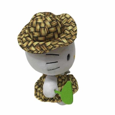 Şapka Giymek Hello Kitty Dolması Hayvan Peluş Oyuncaklar Çocuk Günü Hediyesi