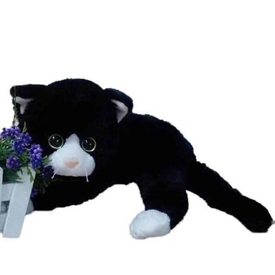 40CM Siyah Beyaz Kedi Dolması Hayvan% 100 Polyester Hayvan Peluş Oyuncaklar
