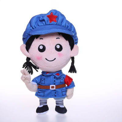 25cm Açık Mavi Askeri Üniforma Kısa Peluş Kız Bebek Peluş Oyuncaklar