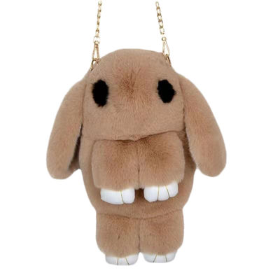 Açık Kahverengi Sarkık Peluş Tavşan Sırt Çantası Rex Tavşan Tavşan Peluş Çanta