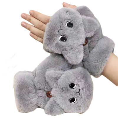 Öğrenciler Kışın Güzel Yarım Parmak Çevirme Ev İşi Peluş Eldiven Yazıyor