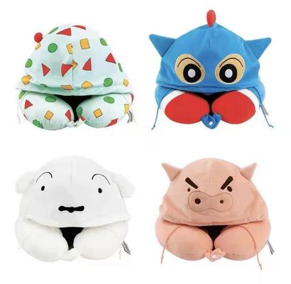 Taşınabilir Kapşonlu U Şekilli Peluş Boyun Yastık Seyahat Arabası Sevimli Peluş Peluş Ev Dekorasyonu