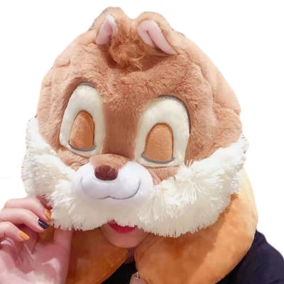 Taşınabilir Kapşonlu U Şekilli Peluş Boyun Yastık Seyahat Arabası Sevimli Peluş Peluş Ev Dekorasyonu