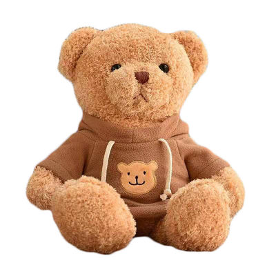 30cm Kırmızı Sevimli Küçük Hoodie Oyuncak Ayı Peluş Oyuncaklar Kız Uyku Yastığı