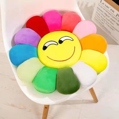 35 * 35cm Renkli Ayçiçeği Peluş Oyuncaklar Yastık Ofis Koltuğu Minderi