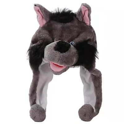 Gri Kurt Karikatür Hayvan Peluş Şapka Anaokulu Performansı Headdress Dikmeler