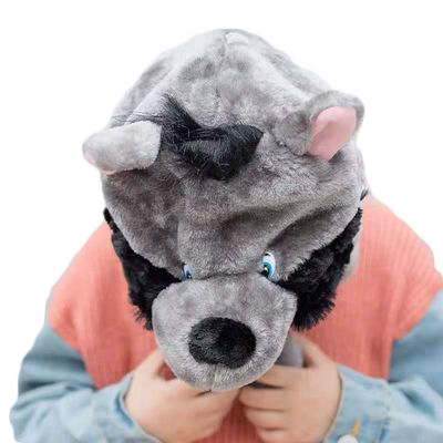 Gri Kurt Karikatür Hayvan Peluş Şapka Anaokulu Performansı Headdress Dikmeler