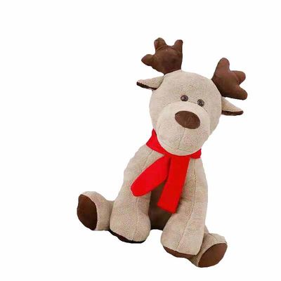 PP Pamuk Dolgulu 25cm Kırmızı Eşarp Noel Ren Geyiği Peluş Oyuncak
