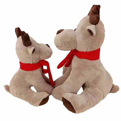 PP Pamuk Dolgulu 25cm Kırmızı Eşarp Noel Ren Geyiği Peluş Oyuncak