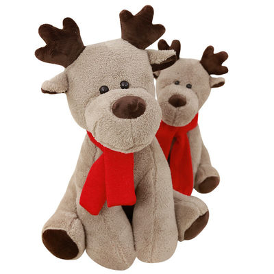 PP Pamuk Dolgulu 25cm Kırmızı Eşarp Noel Ren Geyiği Peluş Oyuncak