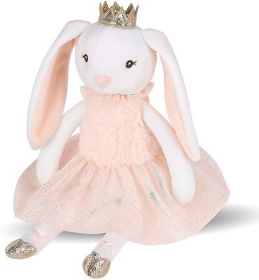 Parlak Taç Uzun Kulaklı Pembe Tavşan Kısa Etekli Peluş Oyuncak