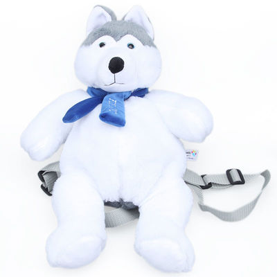 35cm Yıkanabilir Renkli Güvenli Karikatür Husky Peluş Sırt Çantası