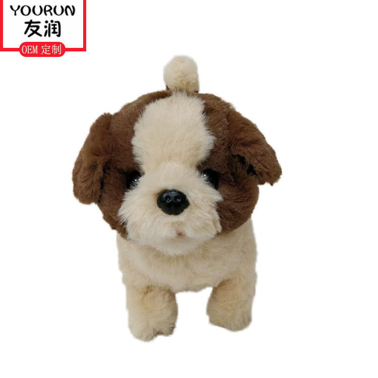 20CM Yumuşak Peluş Küçük Çiçek Köpek Peluş Oyuncak Yürüyen Bir Havlayan Ve Başını Sallayan Elektrikli Köpek